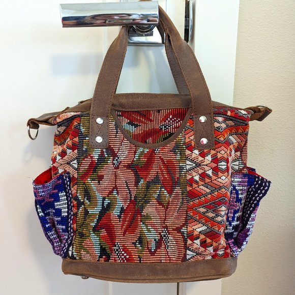One-Of-A-Kind Nena & Co Core Leather Full Huipil Mini Convertible Day Bag main image 3